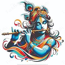 Techgifti Decorative Wall Sticker, Divine Flute Player Krishna Design Sticker, Colourful Art Decal, Size - 46 cm x 46 cm-image-27
