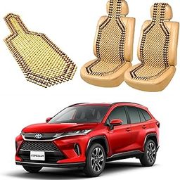 Oshotto Wooden Car Beads Car Wooden Acupressure Bead Seat Cover Compatible with Toyota Corolla - Set of 2 (Natural Beige)-image-25