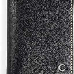 contacts Wallet for Men Leather Original | Stylish Purse with RFID Blocking | Card Holder Slots and 2 Cash Compartments | Gift for Man (231-BLACK)-picture-0