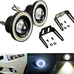 AutoBizarre Car Fog Lamp Angel Eye LED DRL Projector Cob Light 89mm (3.5 inches Front , 2.5 inches Back) - Set of 2-13