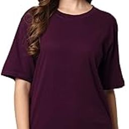 Cotton Half Sleeve Oversized T-Shirt for Women-image-3