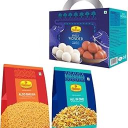 Haldiram's Nagpur Sweet Wonder 1kg, All in One (200 gm), Aloo Bhujia (200 gm) Combo-21