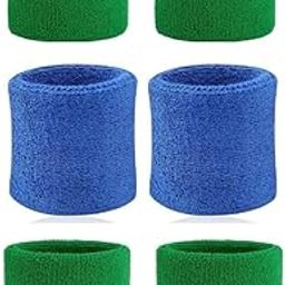 SwekshaCreations Wrist Sweat Band 3 inch for Work Out,Gym,Running, 3 Pairs (Blue,Green)-image-96