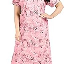 Maternity Nighties for Women in Cotton Fabric |Nightgown | Maxi | Feeding Nighties|-image-109