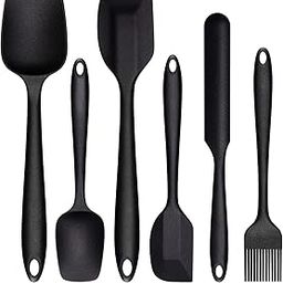 Silicone Spatula Set, G.a HOMEFAVOR Heat-Resistant Spatula - One Piece Seamless Design, Rubber Spatula Non-Stick for Cooking, Baking and Mixing (6 Piece Set, Black)-picture-11