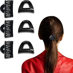 TEMPERIA (6 pcs) Hair Clips for Women & Girls - Clutcher Clutches Claw Clip Accessories - Stylish, Fashionable (Black) (DN01)-29