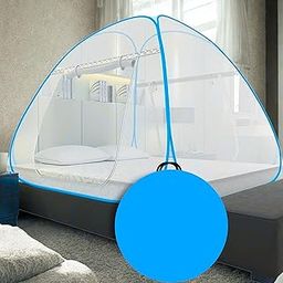 KareEx Mosquito Net for King Size Bed | Foldable Machardani Double Bed | Durable & Breathable Mosquito Net for Peaceful Sleep and Corrosion Resistant Steel Frame | Tent Type Polyester 30GSM Strong Net-21