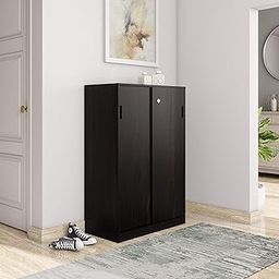 Amazon Brand - Solimo Aquilla Engineered Wood Particle Board Wenge Finish Storage Unit with 2 Door (Sliding) ,Brown-28