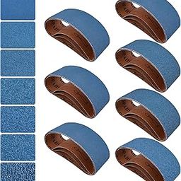 Aolabela 3x21 Inch Sanding Belts 21 Pcs 7 Grits Sizes (3 Each of 40/60/80/120/150/240/400 Grits) Heavy Duty Belt Sander Zirconia Belt Sander Paper for Wood, Metal, Stainless Steel, Cars, and Furniture-image-54