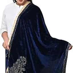 Womens Velvet Silk Shawl Stole for Girls and Brides Multi color-picture-54