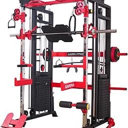 GAMMA FITNESS FTS-101 Multi Gym Functional Trainer with Smith Machine for Home Gym Equipment (Black and Red)-2