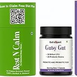 Stress N Sleep Management Pack – Rest N Calm & Gutsy Gut Capsules for Stress Relief, Deep Sleep, Gut Health & Relaxation | Ayurvedic Herbal Supplement for Better Mood, Sleep & Digestion - Combo Pack-image-26