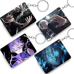 Premium (Pack Of 4) Polyvinyl Chloride (Pvc) Satoru Gojo Anime Printed Keychain For Bike, Scooty Key Chain (Satoru Gojo_5, Multicolor)-6