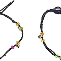 Adhira's Black Thread Anklets with Ghongaroo nazar anklets/bracelets for kids pack of 2 k-11-image-29