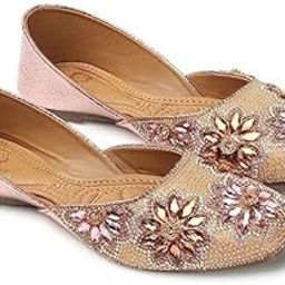Women's Genuine Soft Leather Zari Work Jutis Punjabi Wedding Flat Ladies Mojari-picture-30
