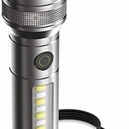 Pick Ur Needs Rechargeable Metal Body Torch Zooming Adjustable Head 1200 mAh Lithium Battery 3 Color Mode Red/Blue/White LED Lights Long Range Torch-11