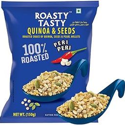 Roasty Tasty Quinoa & Seeds Peri Peri | Healthy Snacks | Roasted Quinoa Puffs & Seeds Mix | Rich in Protein for Adults & Kids | No Cholesterol No Transfat | Diet Mixture | Peri Peri Masala | Gluten Free | Roasted Namkeen | 150g-image-54