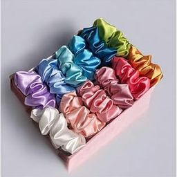 FW Classic Satin Silk Scrunchies For Women And Girls Set Of 12 Scrunchie for Less Hair fall Hairbands Rubber Band Scrunchies For Girls Best Gift For Mom, Sister And Girlfriend, Multi-image-59