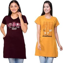 Combo Printed Long Tshirt for Women (Pack of 2)-picture-21