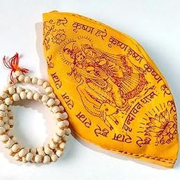Pujahome Natural Tulsi Mala 108+1 Beads (6mm) with Cotton Gomukhi Japa Bag|Real Tulsi Mala with Prayer Chanting Bag (Pack of 2)-image-63