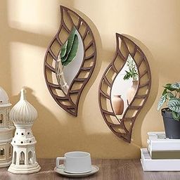 placid & co. Set of 2 Brown Decorative Teardrop Leaf Mirrors – Wall Mounted Mirror Decor for Living Room, Bedroom, Bathroom, Vanity, Entryway & Office – Modern Aesthetic Wall Art (Brown)-19