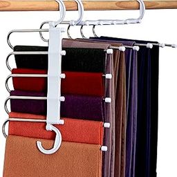 Storite 5 in 1 Stainless Steel Foldable Hangers for Clothes Hanging Multi-Layer Multi-Purpose Pant Hangers for Wardrobe Multipurpose Foldable Clothes Hanger - White-4