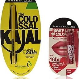 Maybelline New York Colossal Kajal + Baby Lips Glossy Love Color, Berry Crush, 4 G ((At 20% Off, Pack Of 2)-6