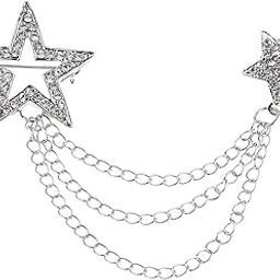 CALANDIS™ Mens Alloy Crystal Rhinestone Pendagram Corsage Tassel Chian Brooch Pin Gift | Fashion Jewelry-image-25