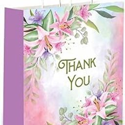 Omnipresent Pack Small Lily 90 GSM Thank You Paper Gift Bags, Set of 50, Paper Carry Bags For Birthday Gift, Return Gift Bags, Office Party, Corporate Gifting & Get Together (Size:9.4x7.9x3 inch)-image-73