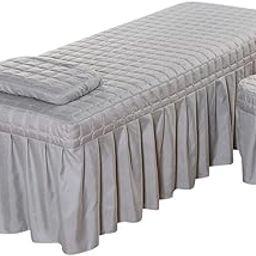 MYADDICTION SPA Massage Table Linen Set Bed Skirt Pillow Case Stool Cover Grey-S-image-11