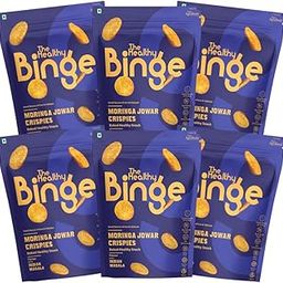 The Healthy Binge| Jowar Chips |Baked chips | No maida, palm oil or MSG | High Protein healthy snacks | Indian Masala Flavour | PACK of 6 (40 gm x 6)-image-39