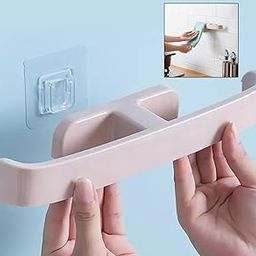 Sykul Bathroom Towel Slipper Hanging Rack Self Adhesive Wall Mounted (1 Pc)-image-9