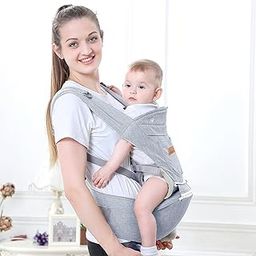 R for Rabbit Upsy Daisy Ergo Baby Carrier for New Born | 8 in 1 Hip Seat Front and Back Carry Position Adjustable Straps Kangaroo Bags for 4 to 36 Months Kids Upto 15 Kg (Light Grey)-image-13