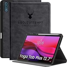 Robustrion Cover Case for Lenovo Yoga Tab Plus 12.7 inch Cover, Deer Pattern Cover Case for Lenovo Yoga Tab Plus Cover with Pencil Holder 12.7 inch [Auto Sleep Wake Support] - Black-image-95