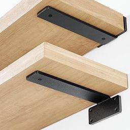 Heavy Duty Shelf Bracket for Wall Shelves Angle Brackets with Screws | Decorative Corner Shelf Supporter Wall Rack-Powder Coated Angle Wall Metal Only Brackets Black (Set of 2, 6 inch)-11