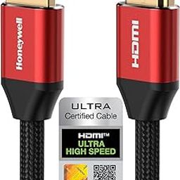Honeywell HDMI Cable 2.1 with Ethernet, 8k@60Hz, 4k@120Hz UHD Resolution, 5 Mtr(16.4ft), 48 GBPS Transmission Ultra High Speed, Dolby DTS, eARC,3D,Male-to-Male,Compatible with all HDMI-Enabled Devices-26