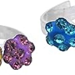 Missmister Silver plated Violet, Yellow, Blue CZ studded, flower shaped adjsuatble size Bichiya, Toe ring Women Traditional (MM6262TRRM)-image-40