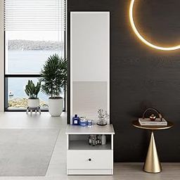 A GLOBIA CREATIONS Apex Dressing Table with Mirror | Engineered Wood | Frosty White Matte Finish | Bedroom Storage | Knock Down | 3-Year Warranty-22