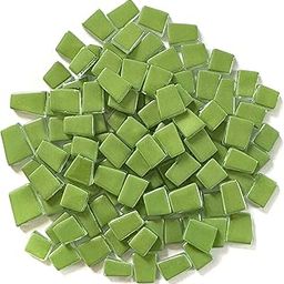 Sai Mosaic Art Bold Collection Asparagus Green Irregular Trapezoid Glass Tiles - 150 Grams, 3.5mm Thickness, 95 to 100 Pcs-image-91