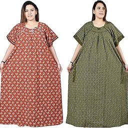 Women Nighty Gown Pure Cotton Plus Size Maxi Summer Jumbo 2XL to 10XL (Combo Pack of 2)-image-18