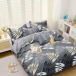 FRESH FROM LOOM Summer Collection Super Soft Glace Cotton King Size Double Bed AC Comforter | | Blanket | | Duvet for All Seasons/Weathers - Pack of 1 - Grey Leaves-21