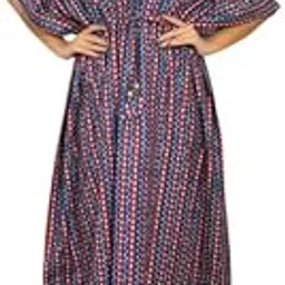 vivika Women's Long Cotton Kaftan | 52 Inch Length | Adjustable Drawstring Waist | Free Size | Printed Summer & Lounge Wear for Women-picture-7