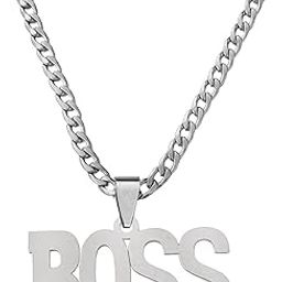 Boss Locket Bikers Jewelry Link Chain Silver Stainless Steel Pendant Necklace For Men And Women LC301-18