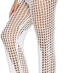 Womens Crochet Net Hollow Out Beach Pants Sexy Swimsuit Cover Up Pants-image-59