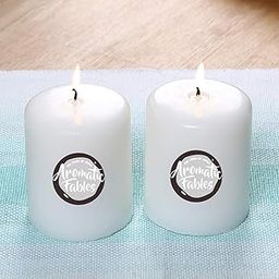 FIRSTROW Aromatic Fables Scented Set of 2 Rustic Texture Pillar Candle 3 inch Set | Decorative Rustic Candles Natural Set Ideal for Wedding, Home Decor and Gifting (White)-image-3