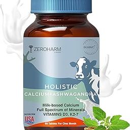 ZEROHARM Holistic Calcium and Ashwagandha Tablets - For Muscles, Bone and Joint Health - Helps Relieve Stress and Anxiety (60 Tablets)-image-17