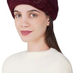 Woolen Winter Cap for Women Girls, Soft & Warm Round Beanie Beanie Hat (Free Size, 4179)-image-10
