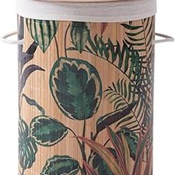 HOKIPO Eco-Friendly Foldable Bamboo Laundry Basket Hamper with Lid, Large, 61 Litre, Ficus Leaves (AR-5748)-image-16