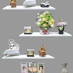 SOKHI FURNISHING Wooden Wall Shelf Straight Wall Shelf Wooden Wall Shelf | Number of Shelves - 4 (White)-image-87
