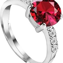 925 Sterling Silver Round Stone Ring with Adjustable Band | Gift for Women Wife Girls-image-6